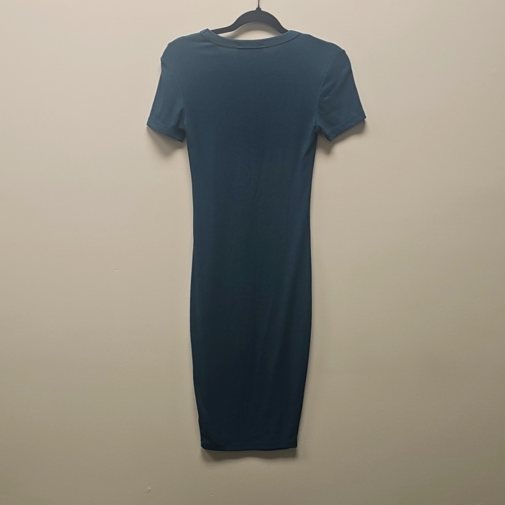 Lulus- Elegant Teal Midi Dress - Picture 2 of 2